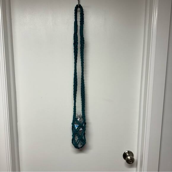 Macrame Green Water Bottle Crossbody Holder Purse Crochet Fisherman Stretchy - Picture 3 of 3